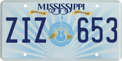 MS license plate ZIZ653