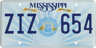 MS license plate ZIZ654
