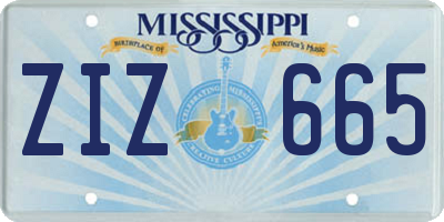 MS license plate ZIZ665