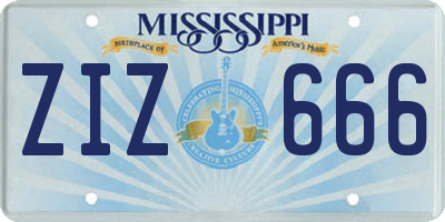 MS license plate ZIZ666