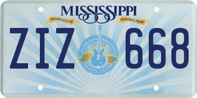 MS license plate ZIZ668