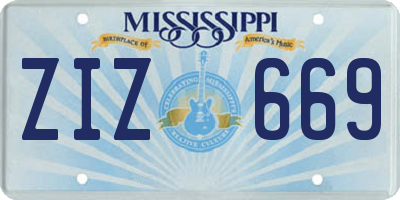 MS license plate ZIZ669