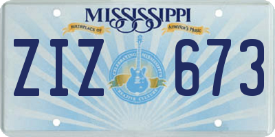 MS license plate ZIZ673