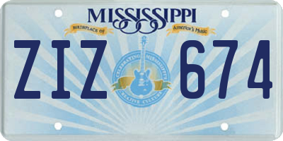 MS license plate ZIZ674