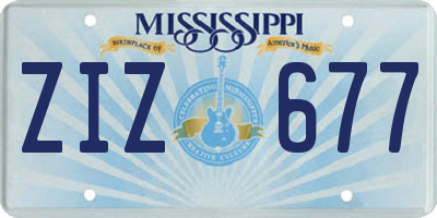 MS license plate ZIZ677