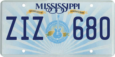 MS license plate ZIZ680