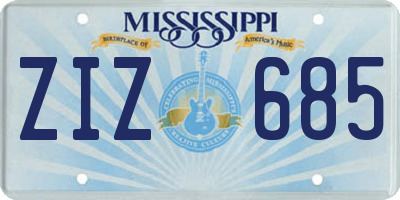 MS license plate ZIZ685