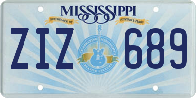 MS license plate ZIZ689