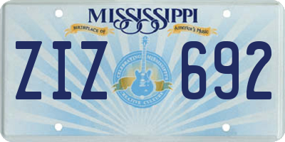 MS license plate ZIZ692
