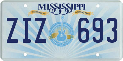 MS license plate ZIZ693