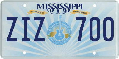 MS license plate ZIZ700