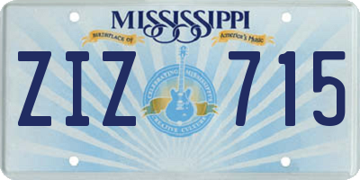 MS license plate ZIZ715