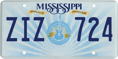MS license plate ZIZ724