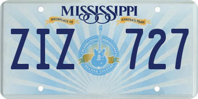 MS license plate ZIZ727