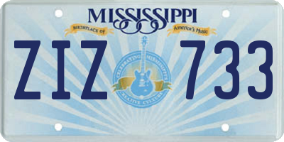 MS license plate ZIZ733