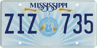 MS license plate ZIZ735
