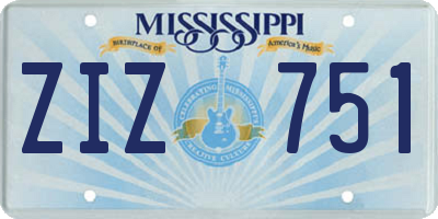 MS license plate ZIZ751