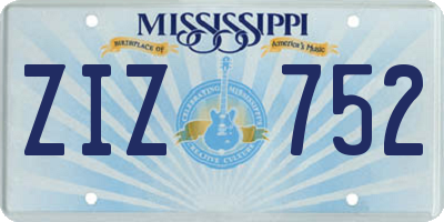 MS license plate ZIZ752