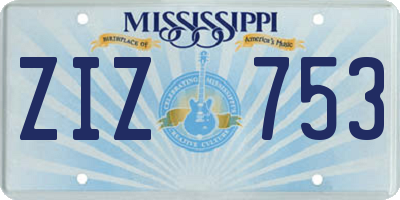 MS license plate ZIZ753