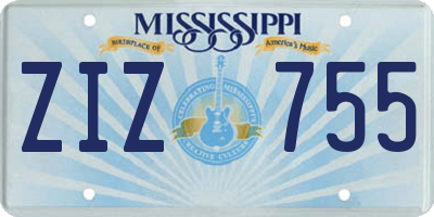 MS license plate ZIZ755