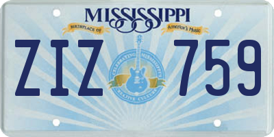 MS license plate ZIZ759