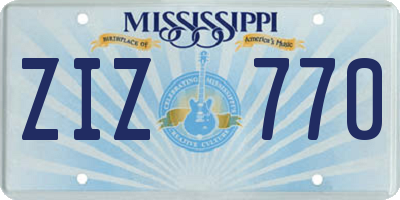 MS license plate ZIZ770