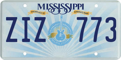 MS license plate ZIZ773