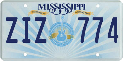 MS license plate ZIZ774