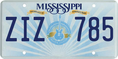 MS license plate ZIZ785
