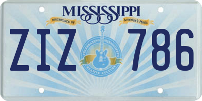 MS license plate ZIZ786