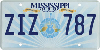 MS license plate ZIZ787