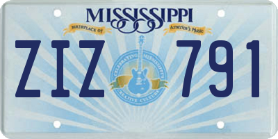 MS license plate ZIZ791