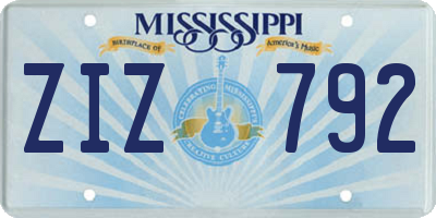 MS license plate ZIZ792