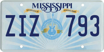 MS license plate ZIZ793