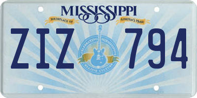 MS license plate ZIZ794
