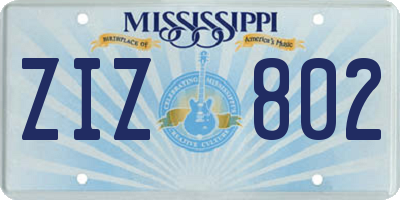 MS license plate ZIZ802
