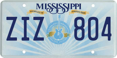 MS license plate ZIZ804