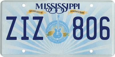 MS license plate ZIZ806