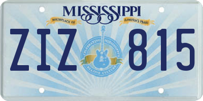 MS license plate ZIZ815