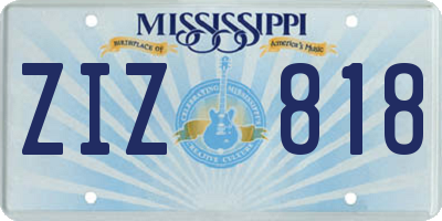MS license plate ZIZ818