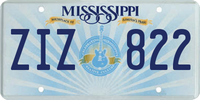MS license plate ZIZ822