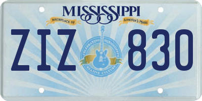 MS license plate ZIZ830
