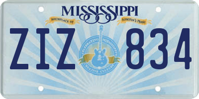 MS license plate ZIZ834