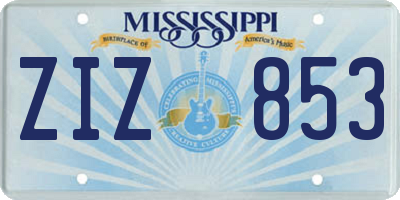 MS license plate ZIZ853