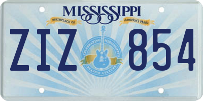 MS license plate ZIZ854