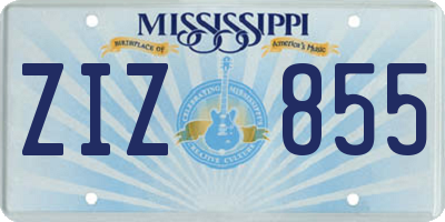MS license plate ZIZ855