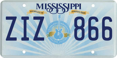 MS license plate ZIZ866