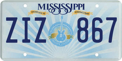 MS license plate ZIZ867