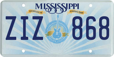MS license plate ZIZ868