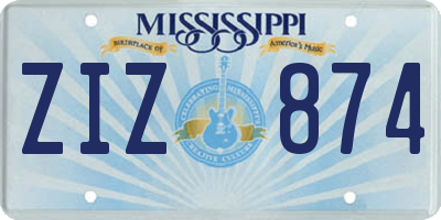 MS license plate ZIZ874